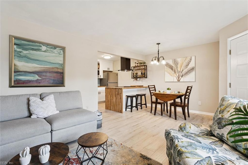 Living area looking into kitchen
