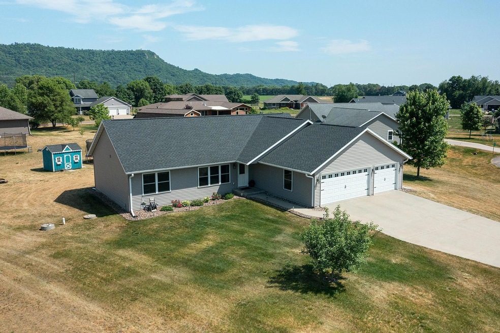 Drone front with views of bluffs