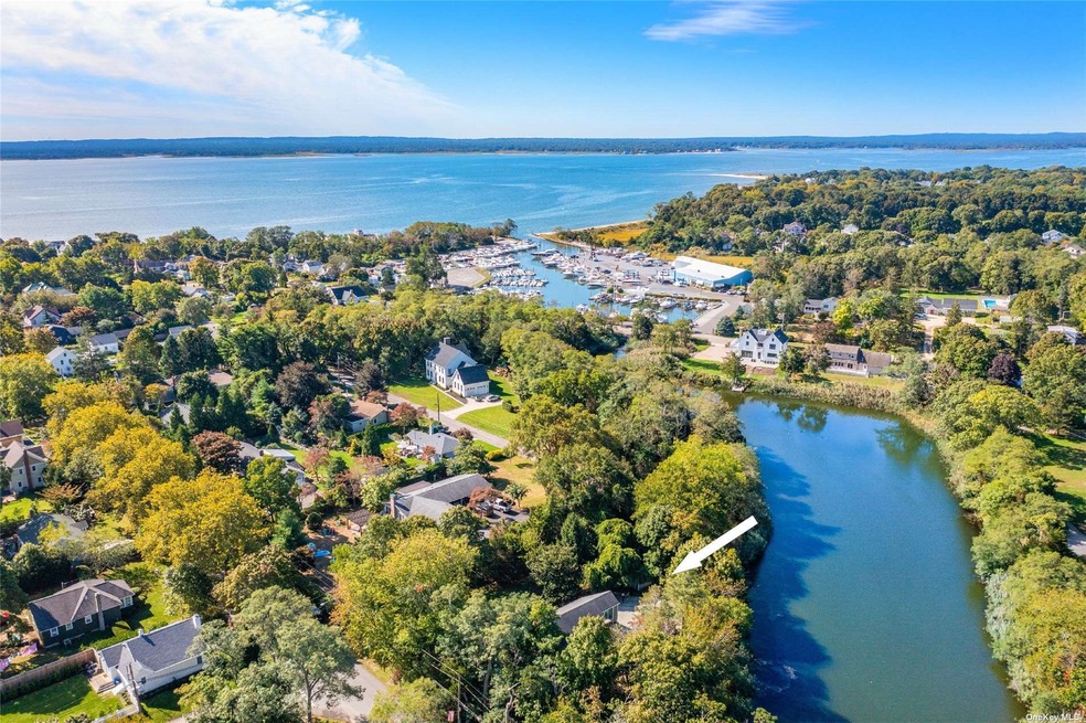 Aerial view of bay, private lake