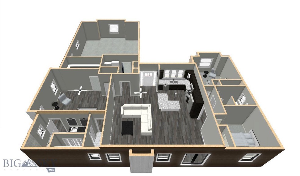 Whole house dollhouse rendering.