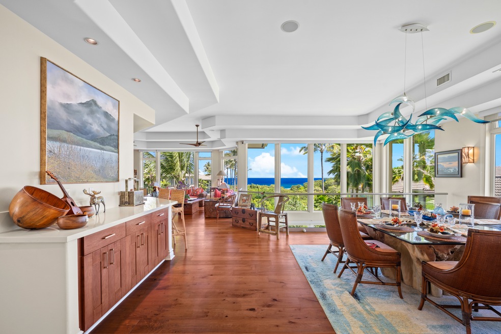 Generous dining room with ocean views