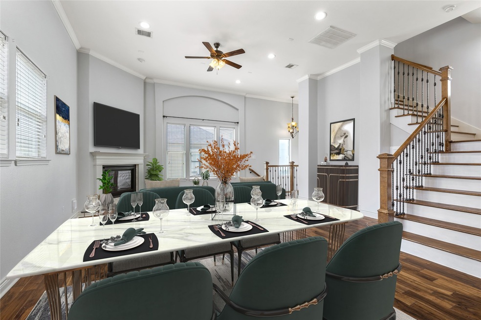 The living room also features a gas-log fireplace.