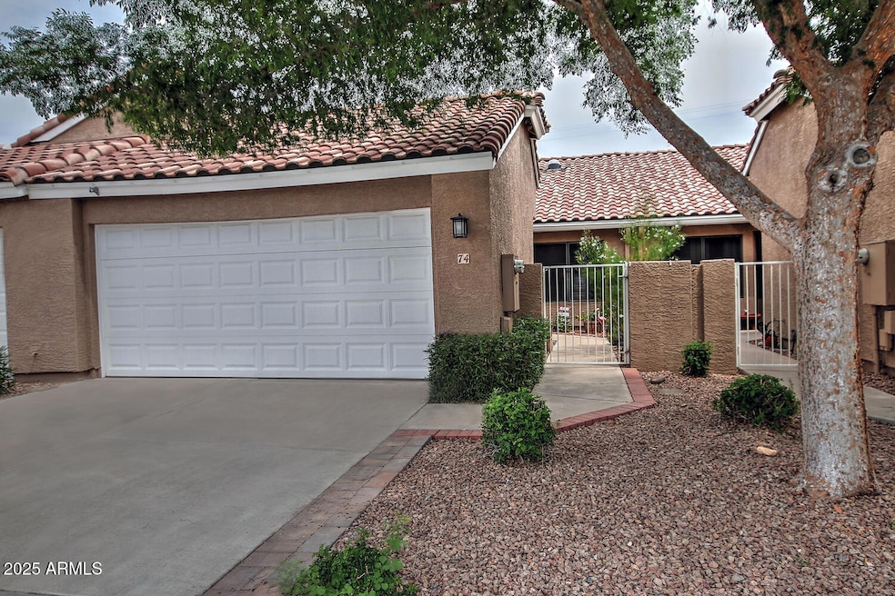 Front view & 2 car garage