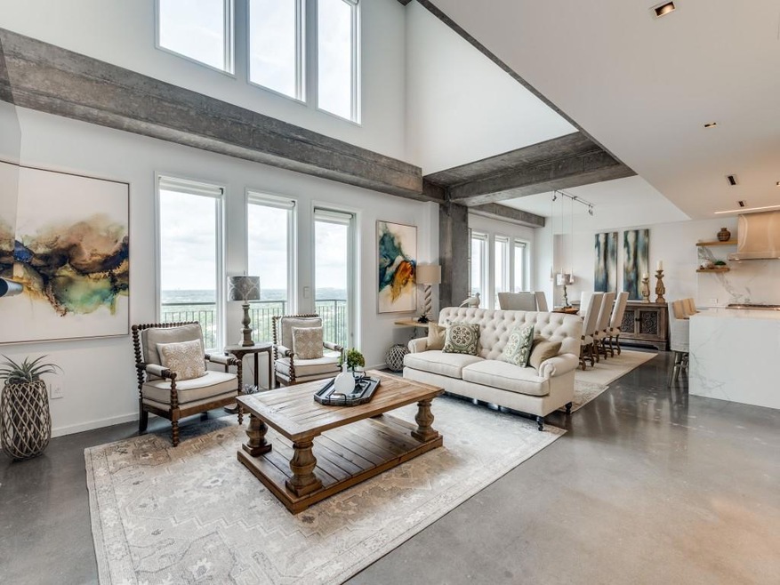 Polished concrete flooring throughout