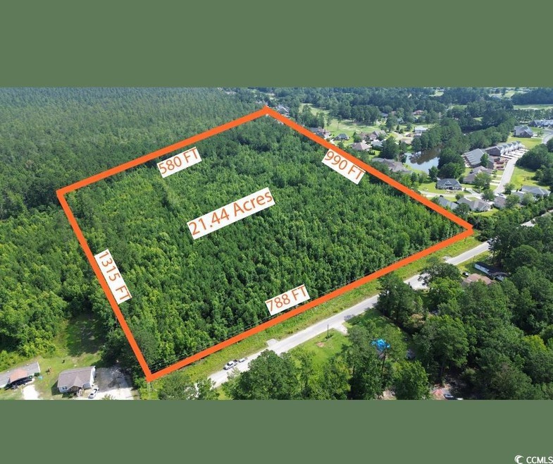 Aerial view of property's location with property boundaries highlighted