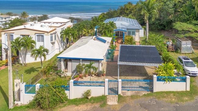 solar panels on the right of the property