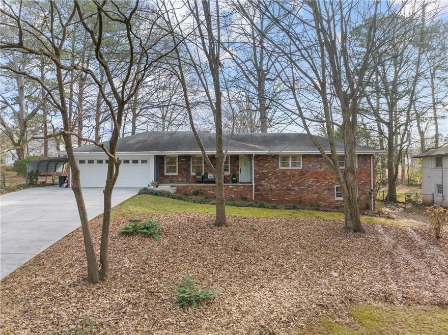 Single story home with a garage