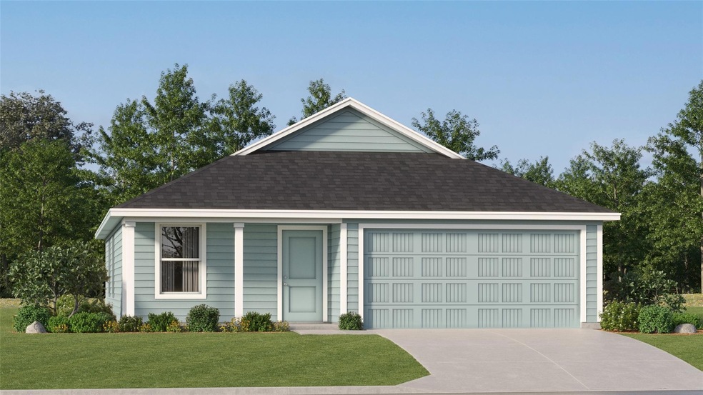 Ranch-style house with a garage, a shingled roof, 