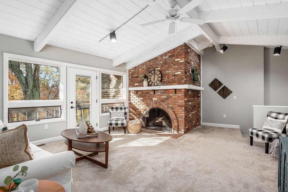 Working wood log fireplace