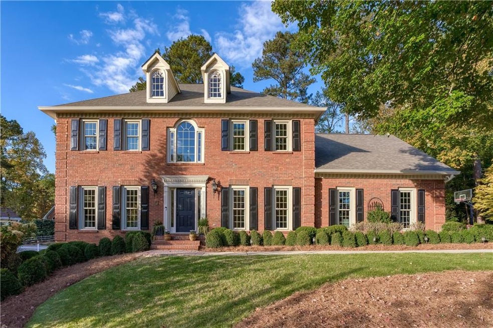 Colonial house with a front lawn