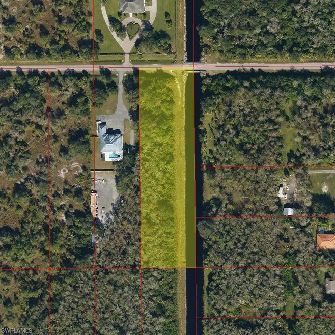 Aerial overview of property's location with property boundaries highlighted