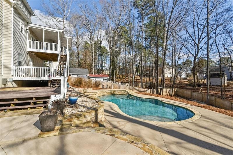 Gorgeous Backyard with tiered decks, pool and terr
