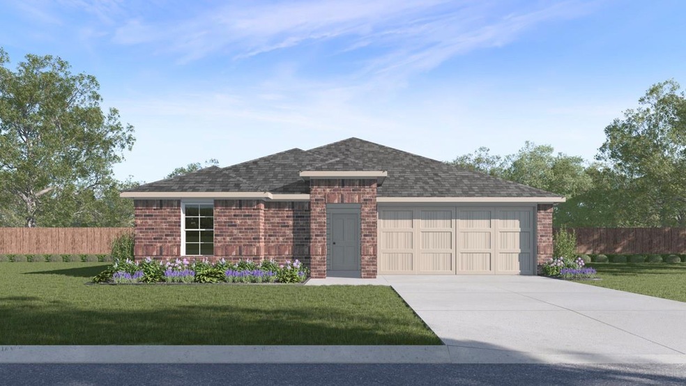 Single story home featuring a front yard, concrete