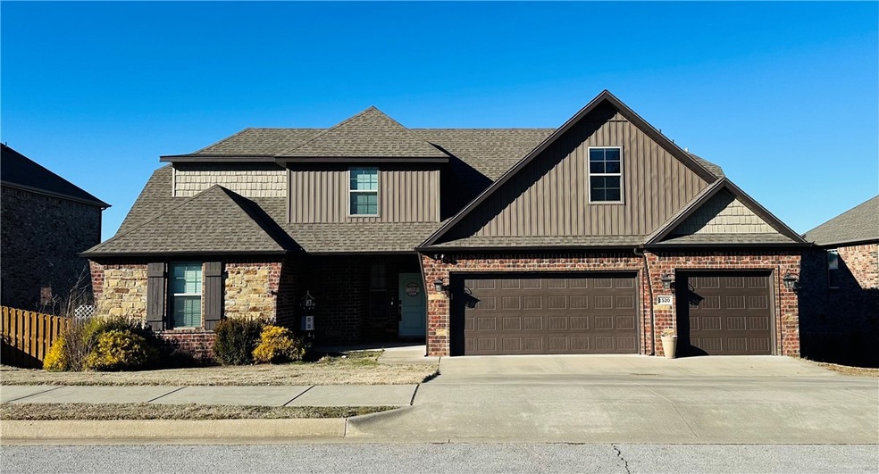 3 car garage and large, flat front yard.