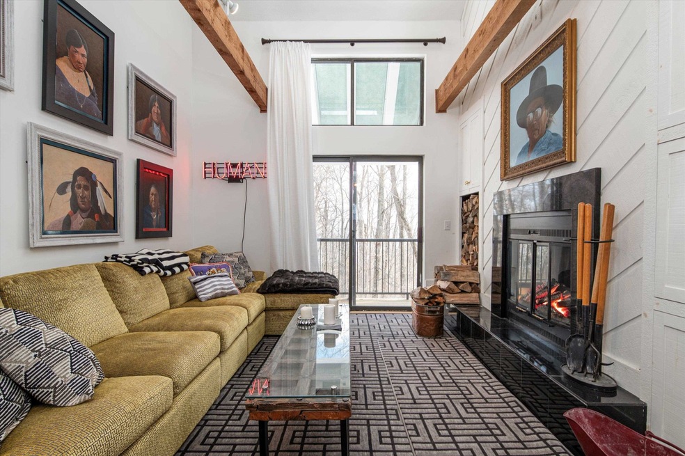 Living room with cathedral ceiling