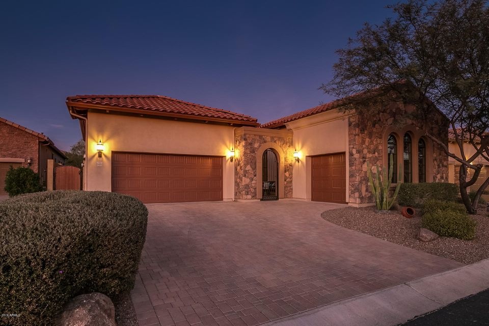Front view of home at sunset
