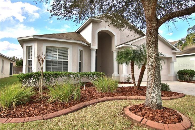 Fresh landscaping at the front of the home