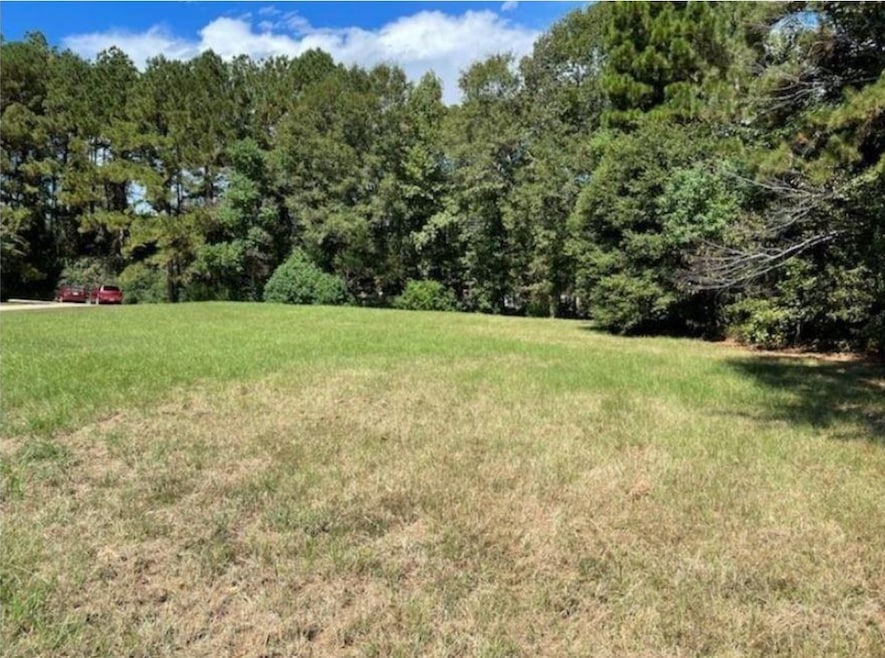 View of grassy yard with a wooded view