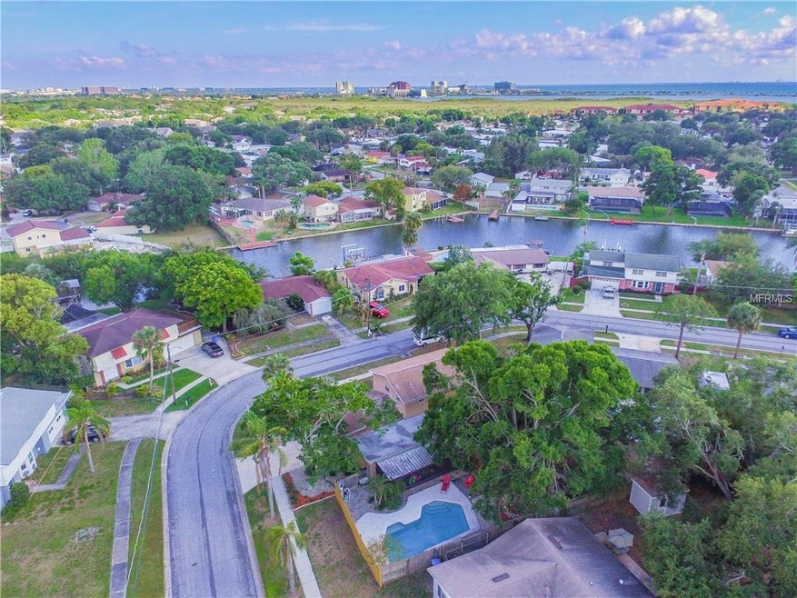 Aerial looking South over the canal and downtown T