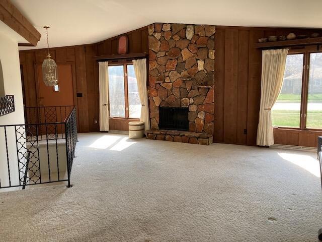 wood fireplace
