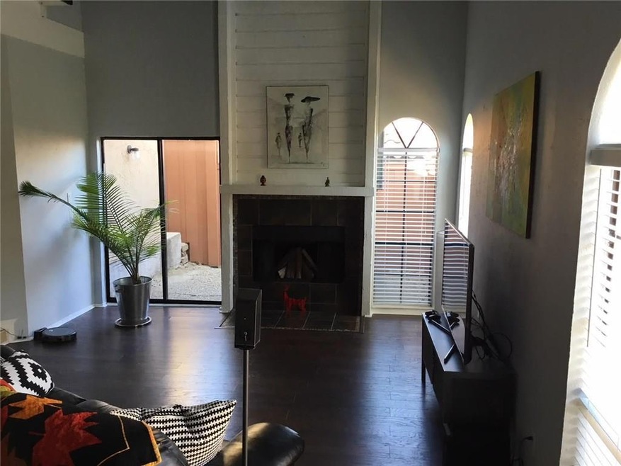 Living area with wood burning fireplace