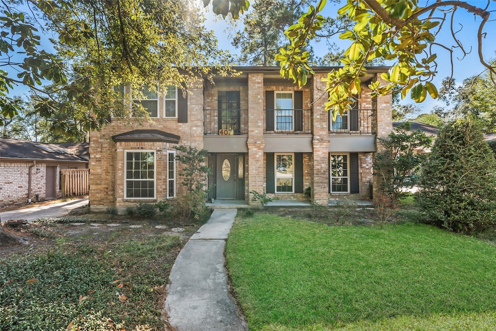 So much to love about this 2 story home including great architectural features like the covered front porch and covered balcony above