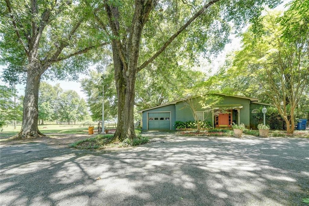 Single story home with a garage