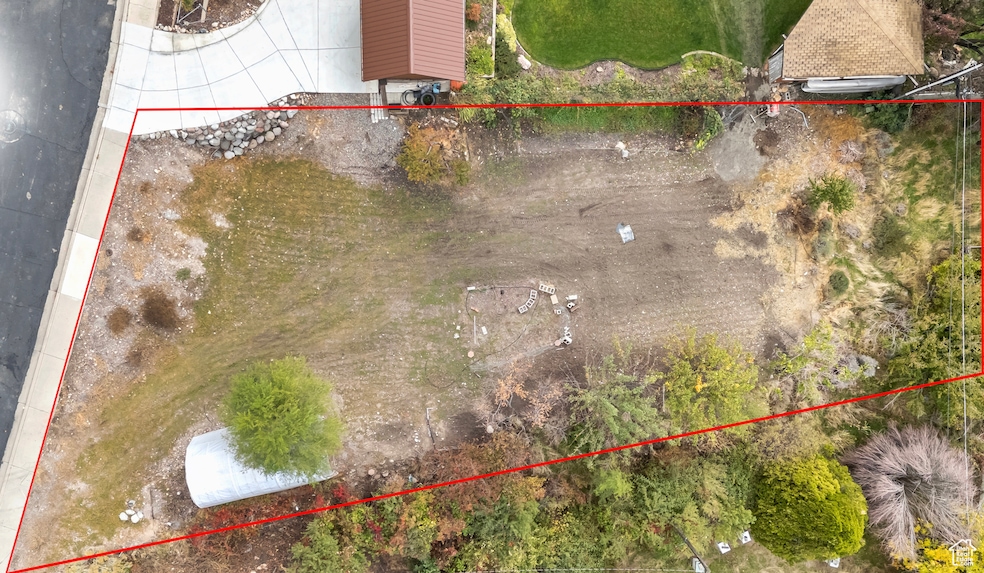 Aerial overview of property's location with property boundaries highlighted