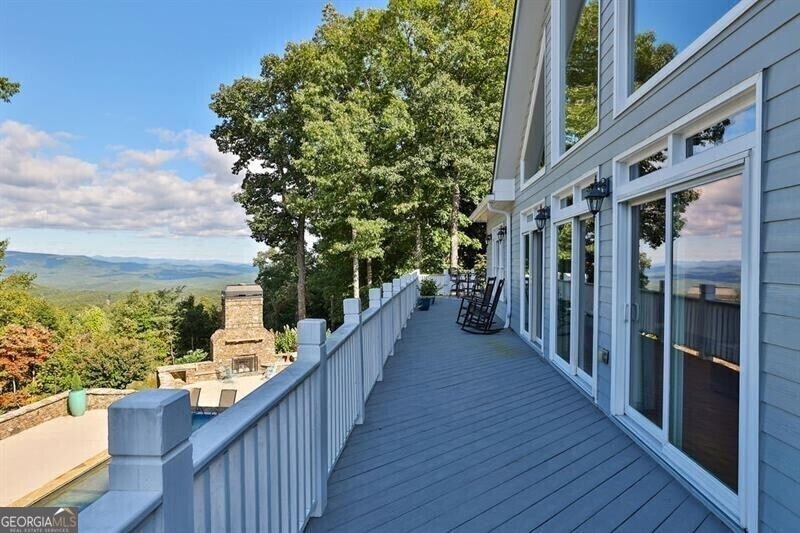 Deck with a fireplace