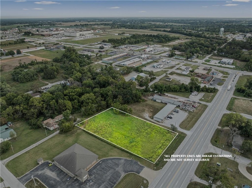 Aerial view of property's location featuring property parcel outlined