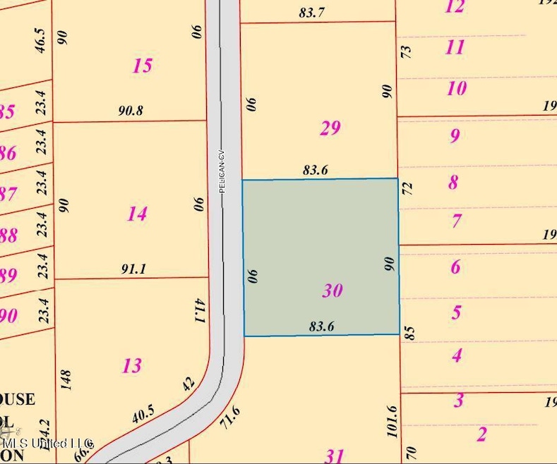 Lot 30 Pelican Cove Plat Map