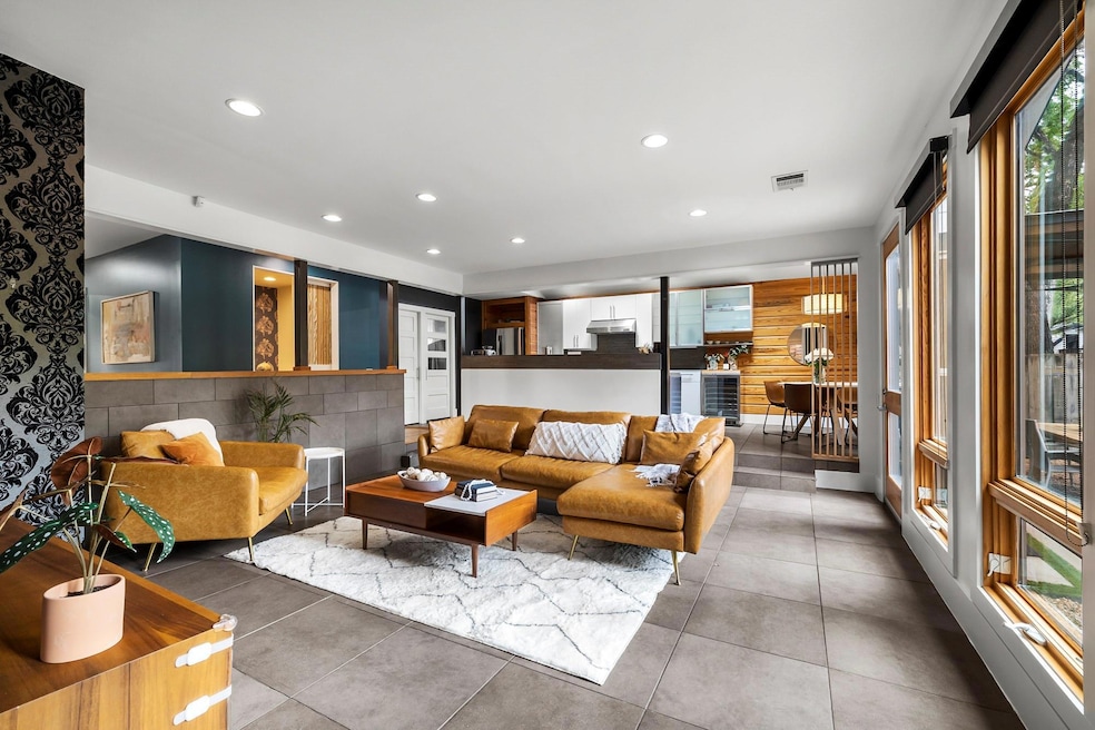 Living room with recessed lighting
