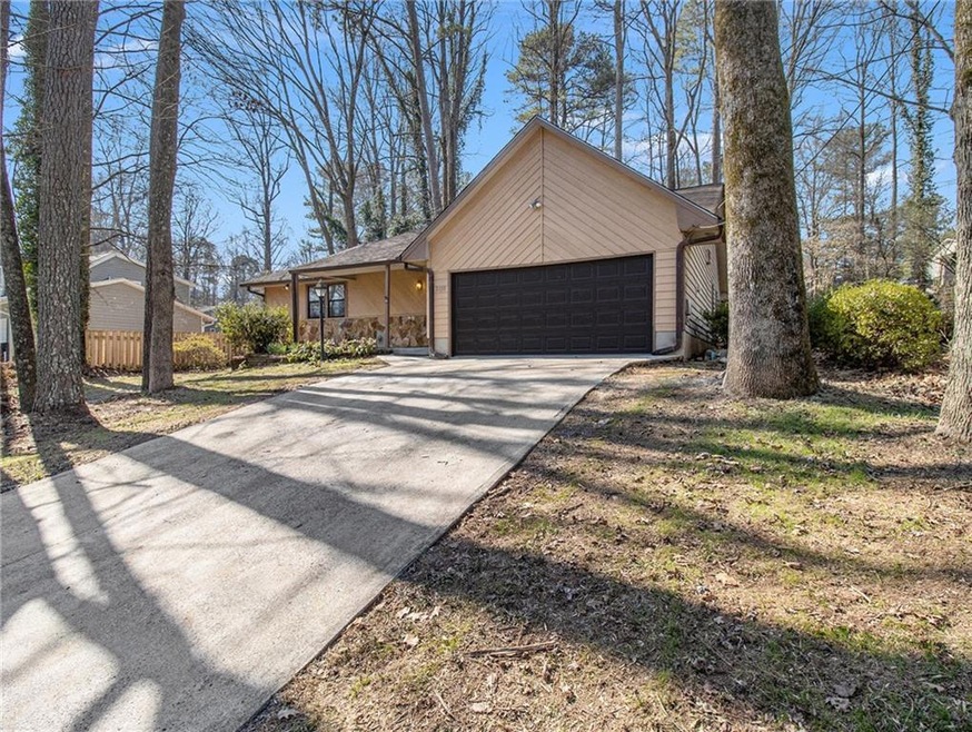 View of front of home with a garage