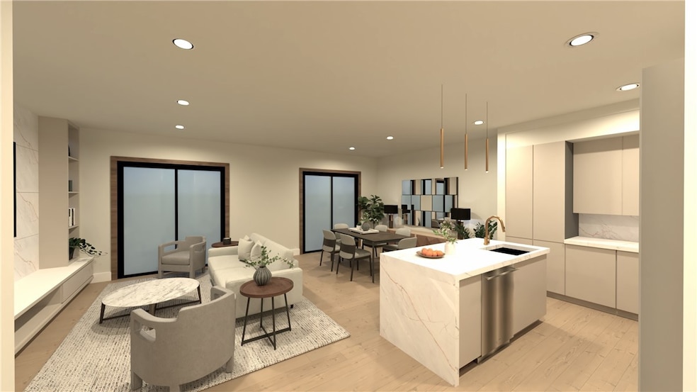 Light Color Scheme - Cabinets and tile around TV a