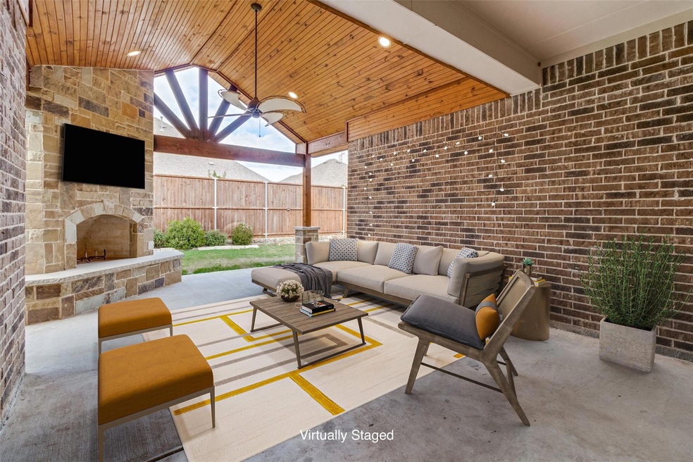 Virtually staged patio that is great for watching 