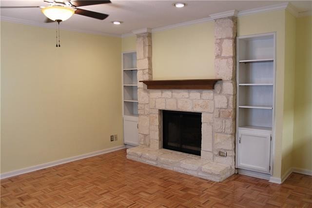 Walls are now off white. Wood burning fire place, 