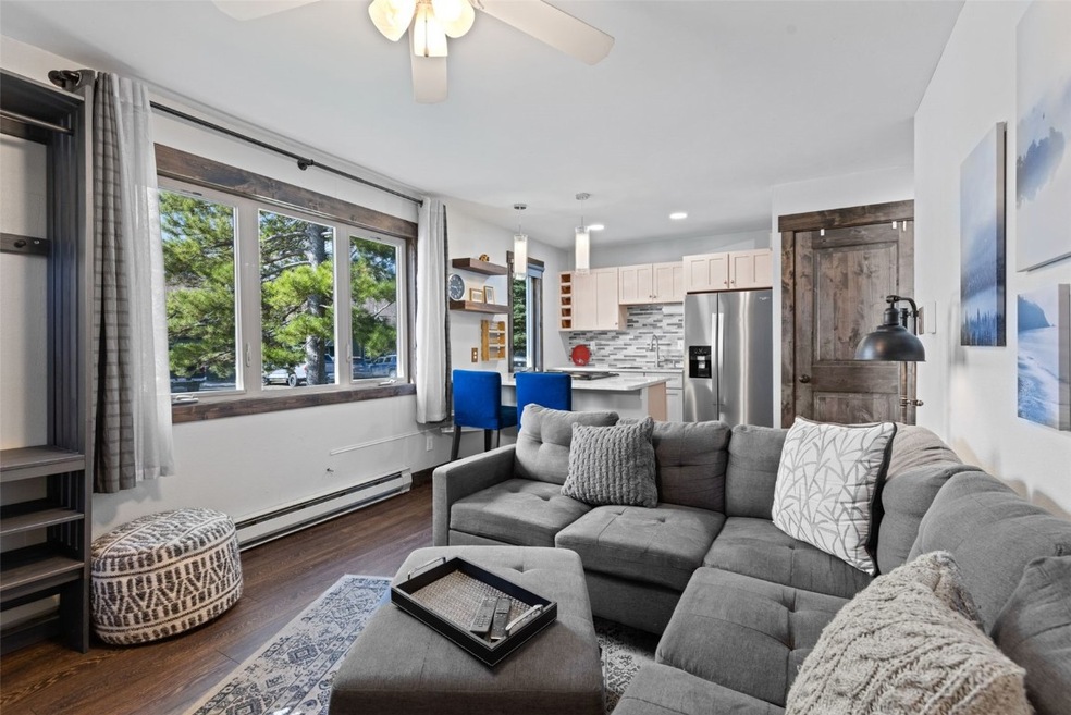 Living room featuring dark wood-type flooring, sin