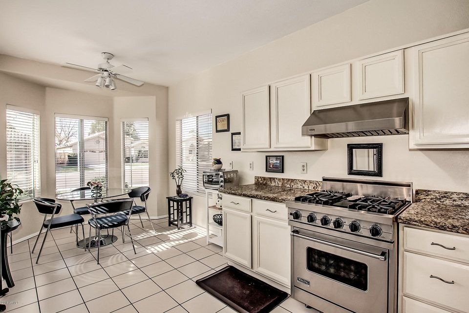 Kitchen with Viking gas range