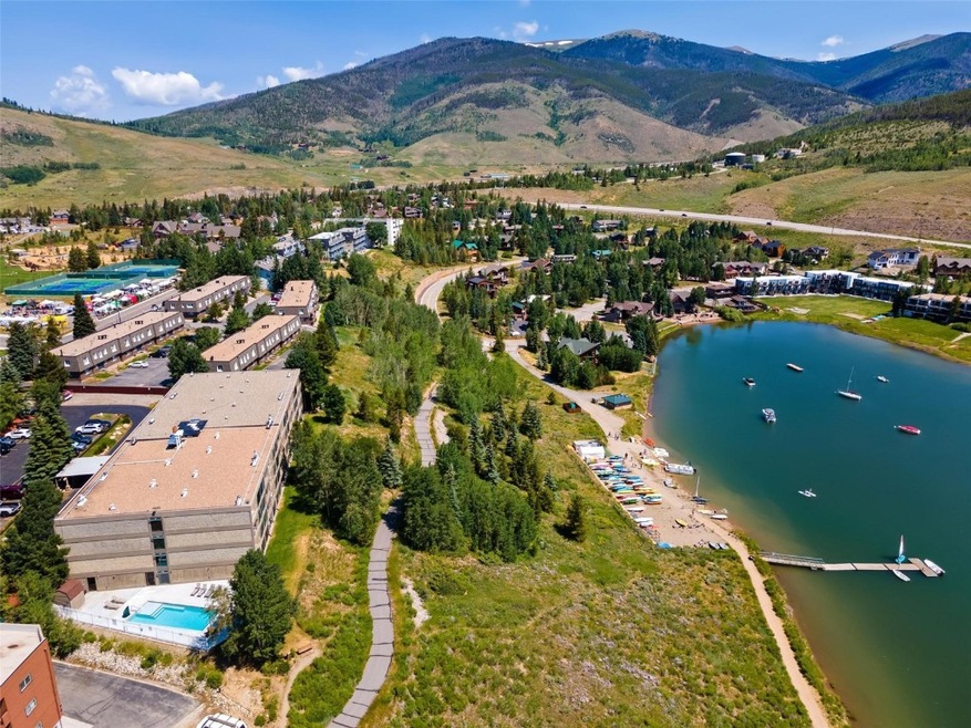 Aerial view over Lake Dillon