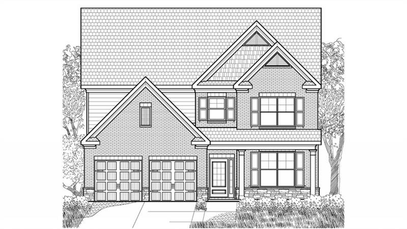 B&W Rendering. Not actual home. Sample same plan.