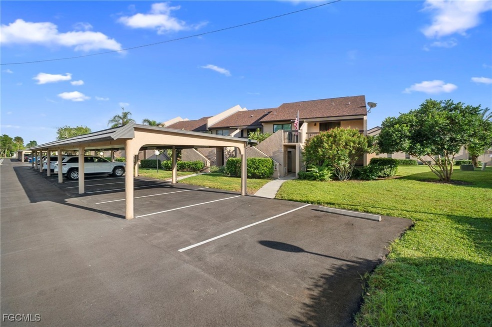 View of partially covered parking lot