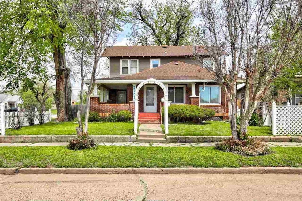 The house sits on a corner lot.