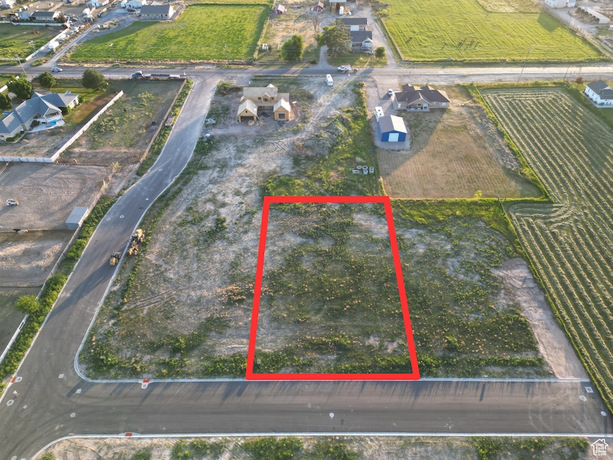 View of property location featuring farmland, rural landscape, and property boundaries highlighted