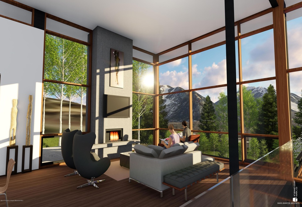 Living room with Aspen Mt view