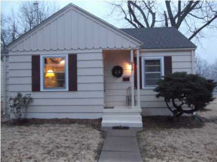 This is a view of the front and the west side of t
