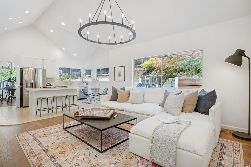 Open family room, kitchen, dining room with access