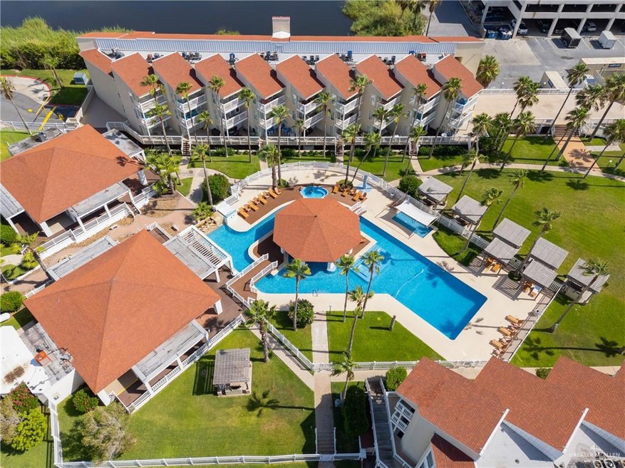 Aerial view of a pool