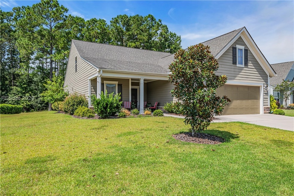 Low Country Design with a covered front porch, sto