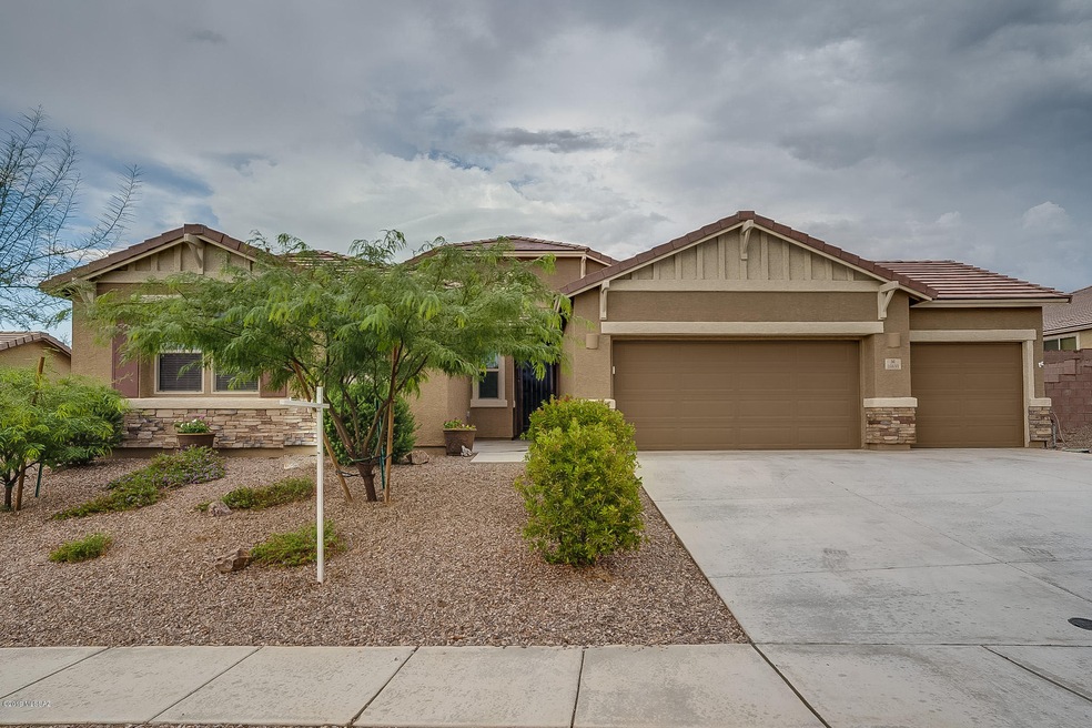 Front View with 3 Car Garage