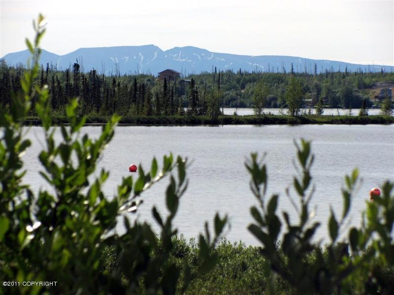 View of Big Lake, Mt. Susitna & Denali